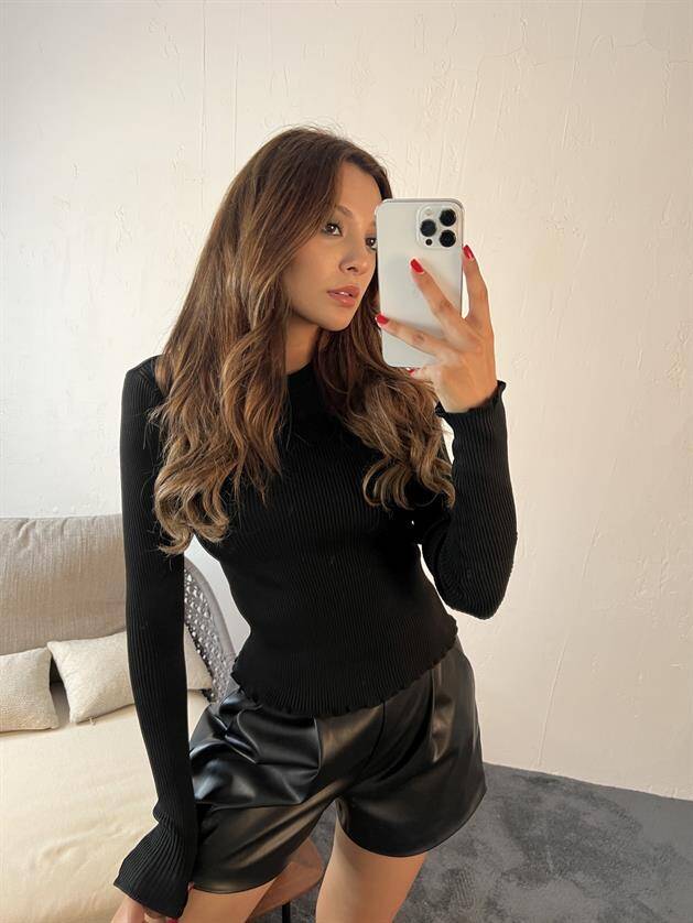 3068 ETEĞİ FIRFIRLI KAZAK-SİYAH - 2