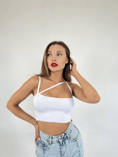 3808 TRİKO İNCE CAPRAZ ASKILI ATLET-BEYAZ - 4