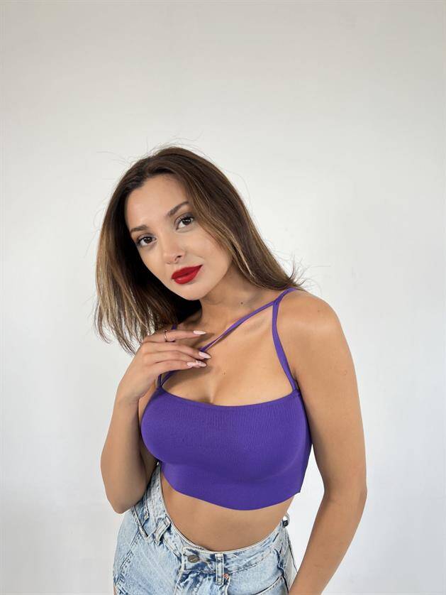 3808 TRİKO İNCE CAPRAZ ASKILI ATLET-MOR - 2