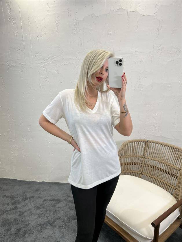 4611 T-SHİRT-KREM - 4