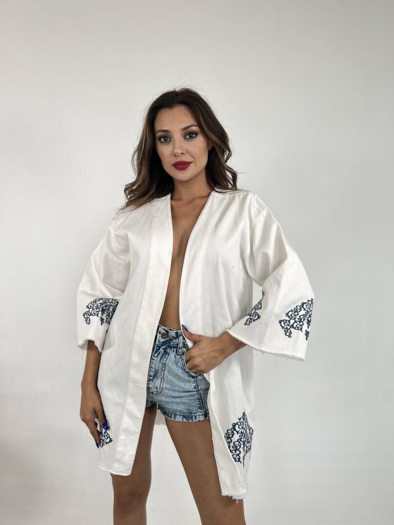 6209 KİMONO-BEYAZ - 1