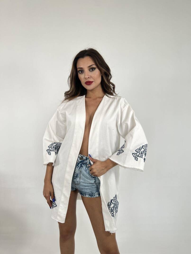 6209 KİMONO-BEYAZ - 2