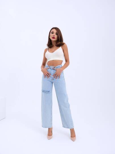 6491 DENİM WIDE LEG-AÇIK MAVİ - 4