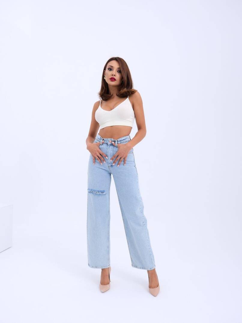 6491 DENİM WIDE LEG-AÇIK MAVİ - 4
