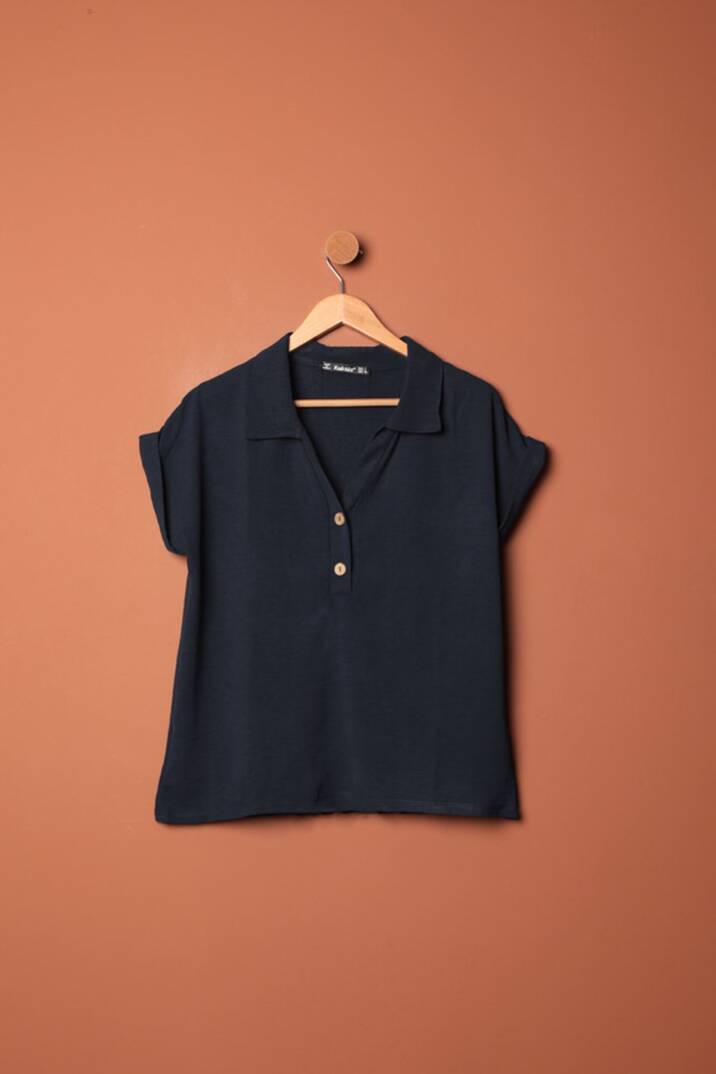 Aerobin Kumaş Kadın Gömlek-Lacivert - 1