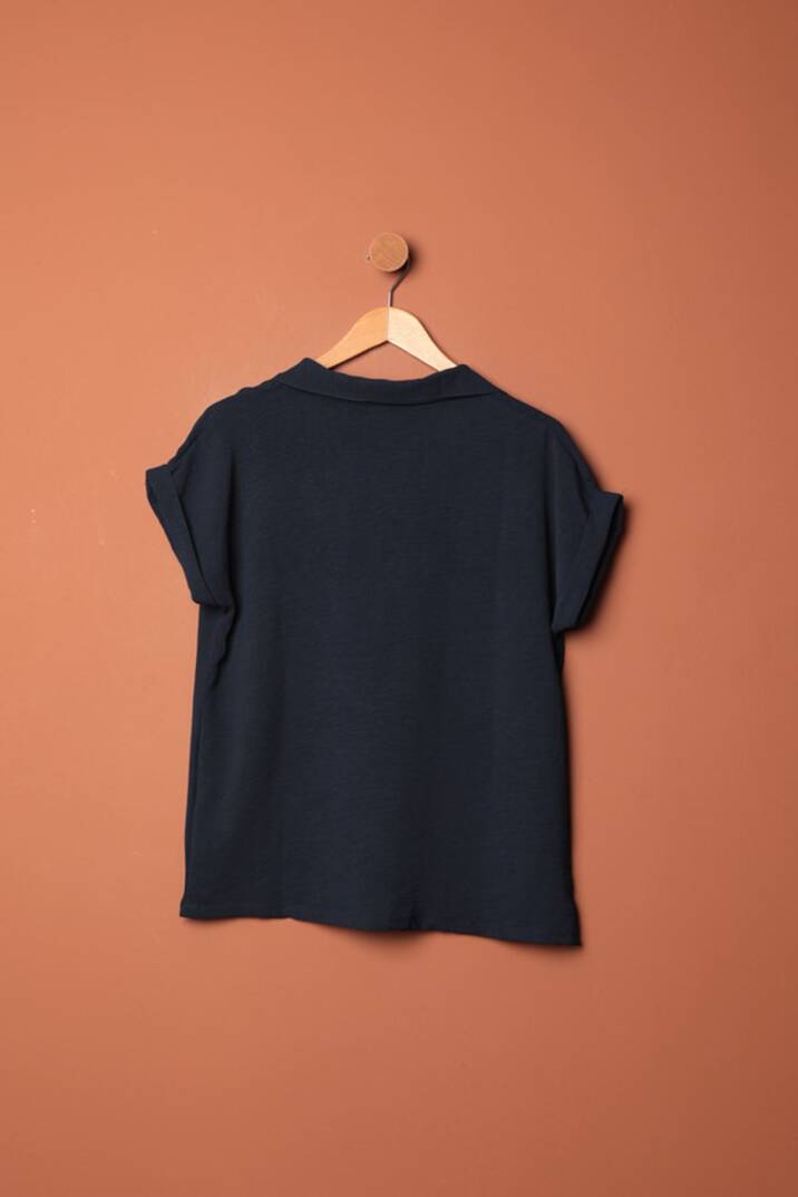 Aerobin Kumaş Kadın Gömlek-Lacivert - 2