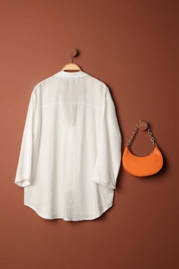 Ağaç Kabuğu Kumaş Kimono-Ekru - 2