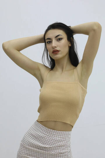 Askılı Triko Büstiyer Vizon - P-019917 - 2