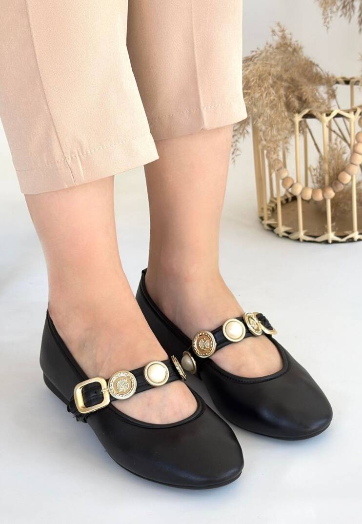 Atnis Siyah Cilt Babet Ayakkabı - 1