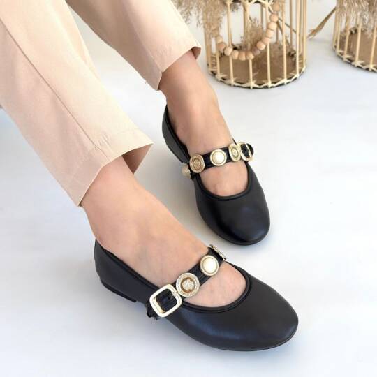 Atnis Siyah Cilt Babet Ayakkabı - 4