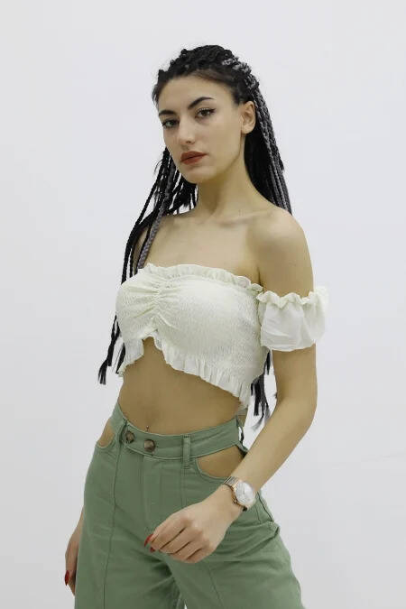 Balon Kol Lastikli Büstiyer Ekru - P-019964 - 3