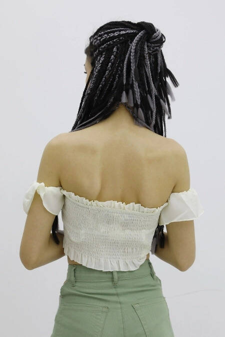 Balon Kol Lastikli Büstiyer Ekru - P-019964 - 4