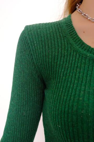 Bisiklet Yaka Crop Triko Yeşil - 971.1319. - 4