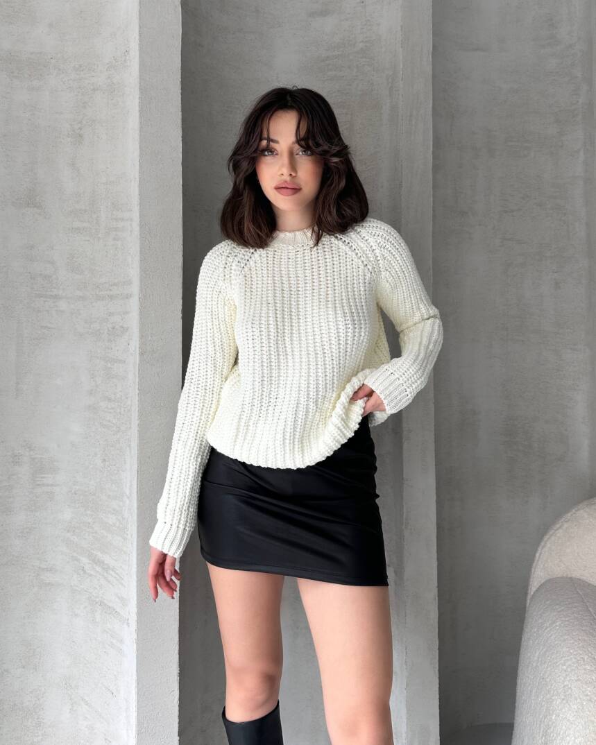 Bisiklet Yaka Selanik Örgü Triko Kazak - 1