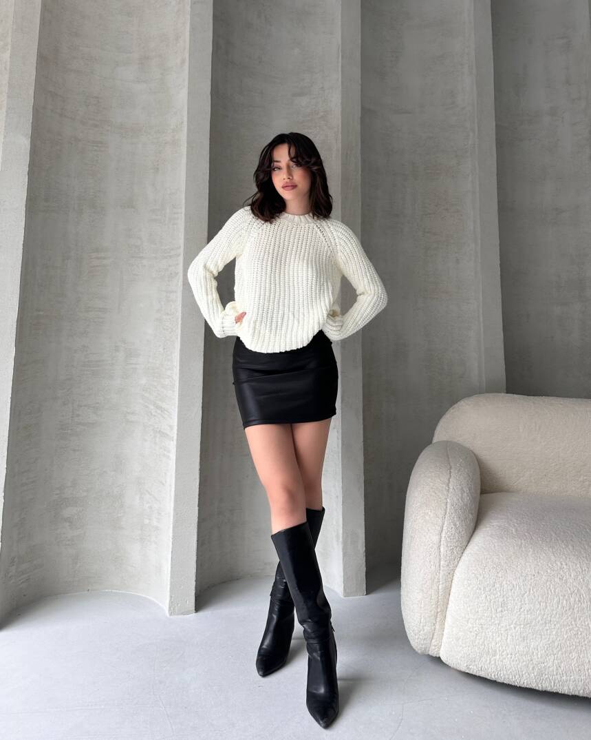 Bisiklet Yaka Selanik Örgü Triko Kazak - 2