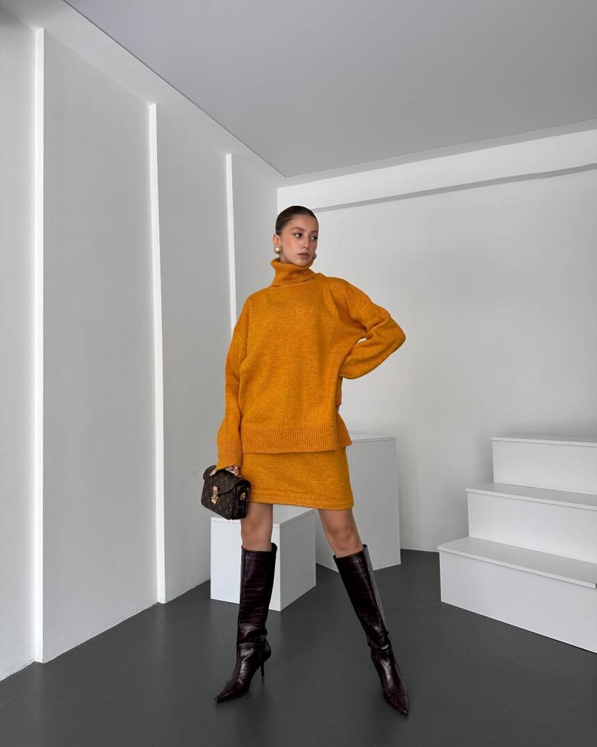 Boğazlı Kazak Ve Etek  İkili Takım - 1