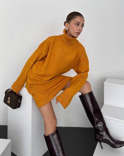 Boğazlı Kazak Ve Etek  İkili Takım - 2