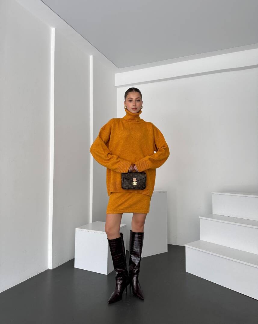 Boğazlı Kazak Ve Etek  İkili Takım - 3