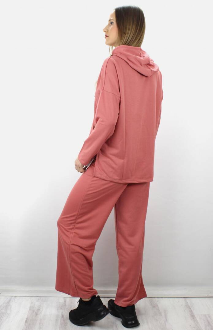 Bol Paça Kapşonlu Eşofman Takımı Pudra - 1908.130. - 4