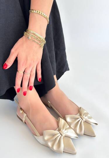 Cenya Bej Saten Babet Ayakkabı - 3