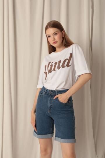 Denim Kumaş Kadın Mavi Şort - 3