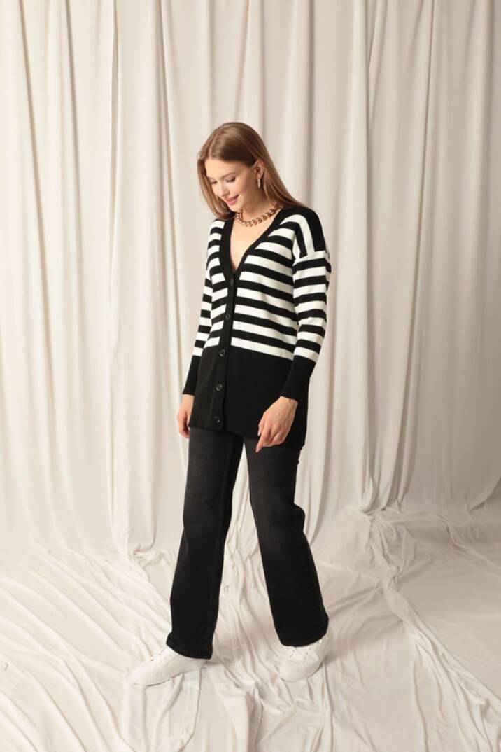 Denim Kumaş Wide Leg Kadın Siyah Kot Pantolon - 4