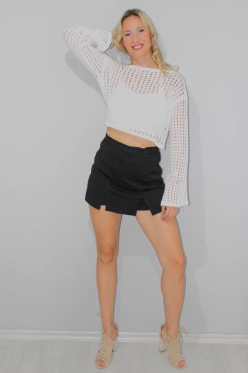 Desenli Şort Etek Siyah - 1335.100 - 5