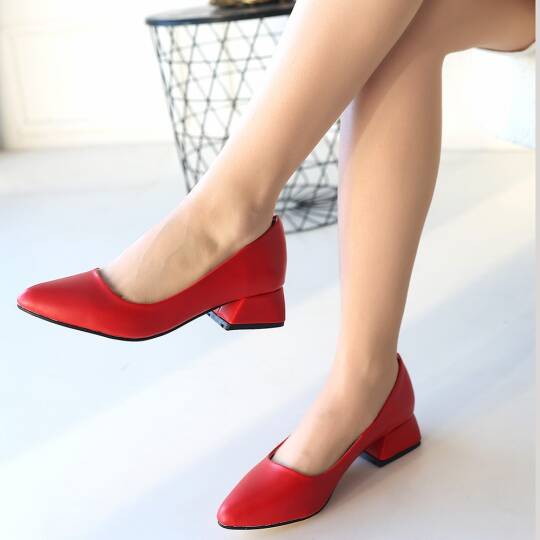 Desniy Kırmızı Cilt Topuklu Ayakkabı - 4