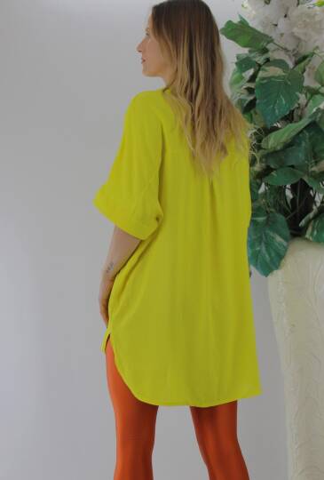 Dokuma V yaka Bluz Sarı - 1297.85 - 4