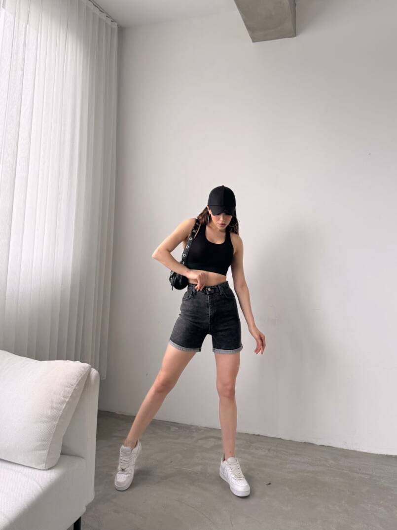 Duble Paça Yıkamalı Denim Şort - 3