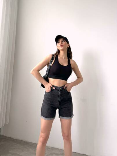 Duble Paça Yıkamalı Denim Şort - 4