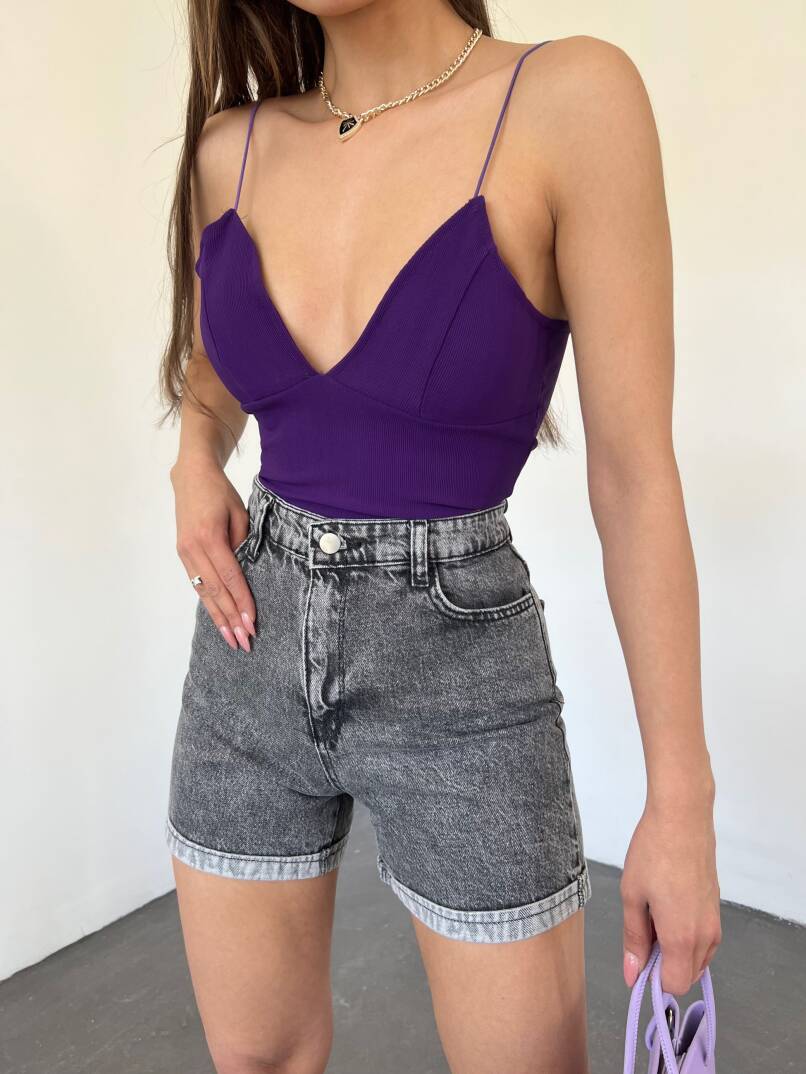 Duble Paça Yıkamalı Denim Şort - 3