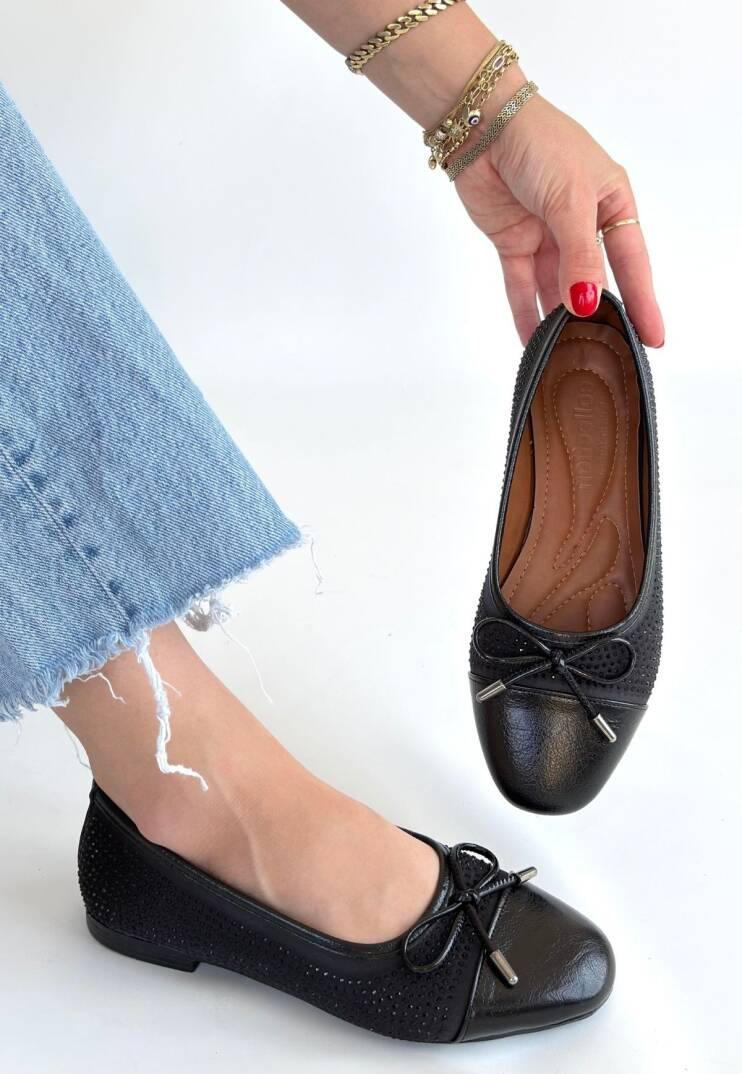 Etya Siyah Cilt Babet Ayakkabı - 1