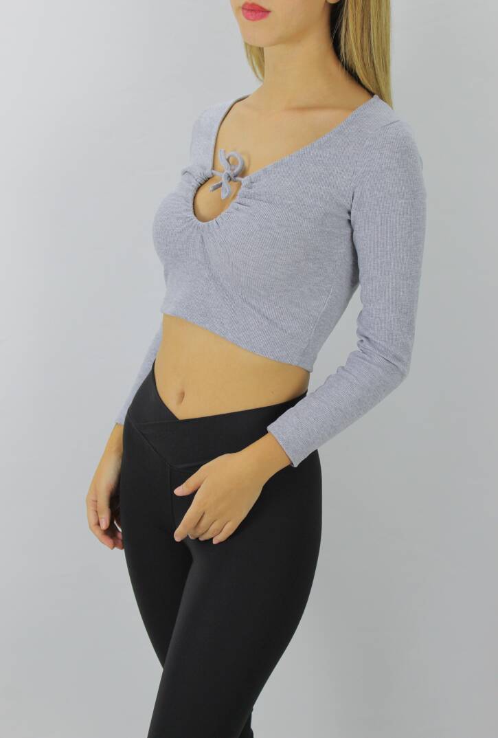 Gitilli Dekolteli Bluz Gri - 98797 - 1