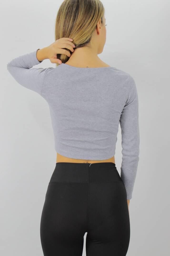 Gitilli Dekolteli Bluz Gri - 98797 - 4