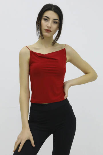 İp Askılı Bluz Kırmızı - P-019894 - 2