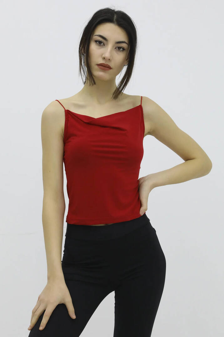 İp Askılı Bluz Kırmızı - P-019894 - 2