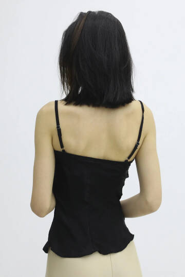 İp Askılı Dantel İşlemeli Bluz Siyah - P-019808 - 4