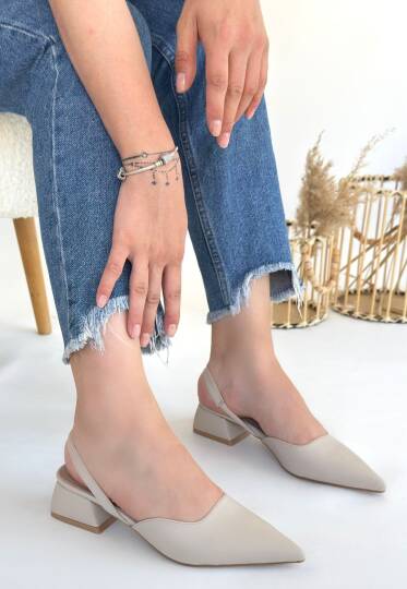 Jenti Bej Cilt Topuklu Ayakkabı