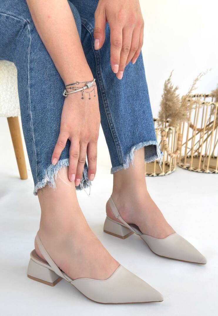 Jenti Bej Cilt Topuklu Ayakkabı - 1