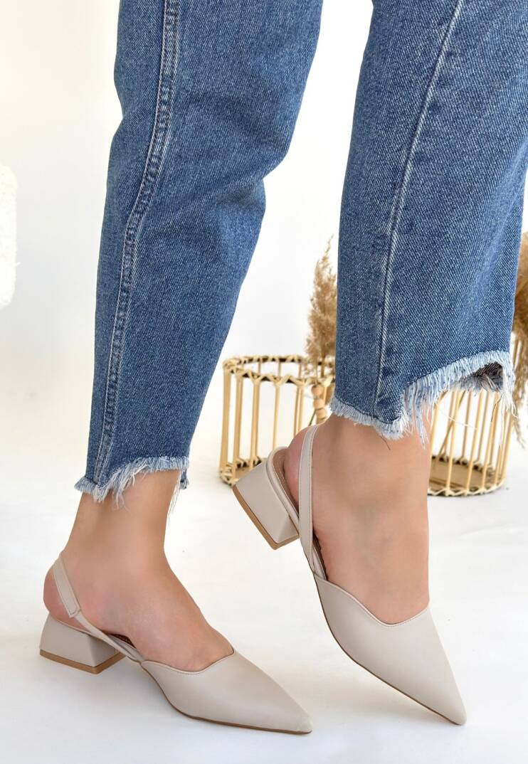 Jenti Bej Cilt Topuklu Ayakkabı - 2