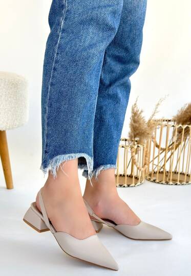 Jenti Bej Cilt Topuklu Ayakkabı - 3