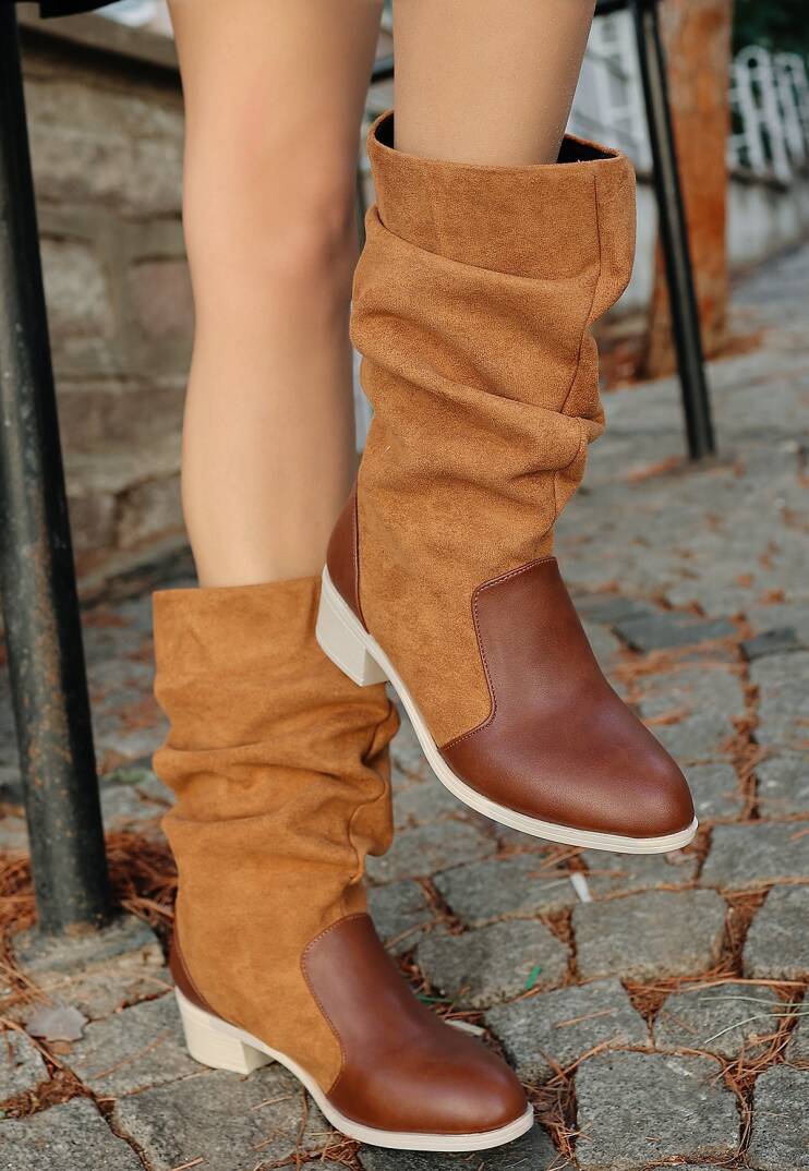 Jolin Taba Cilt Süet Detaylı Çizme - 1