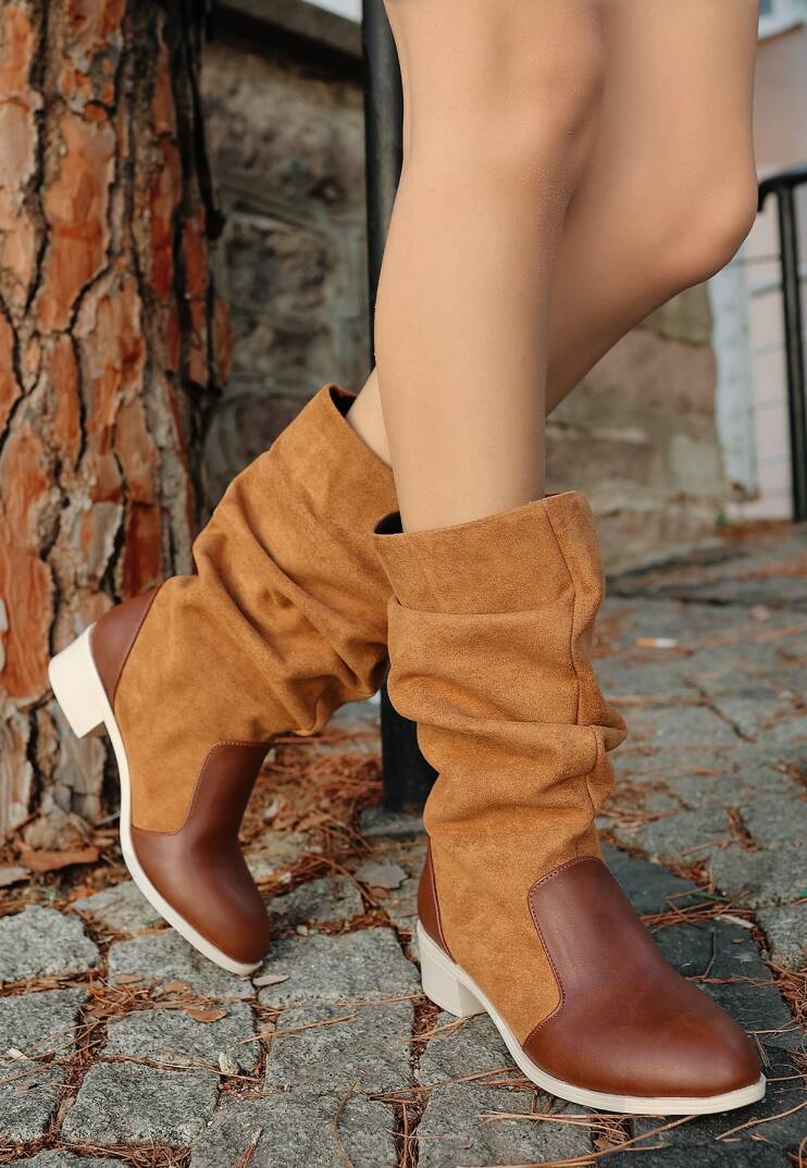 Jolin Taba Cilt Süet Detaylı Çizme - 2