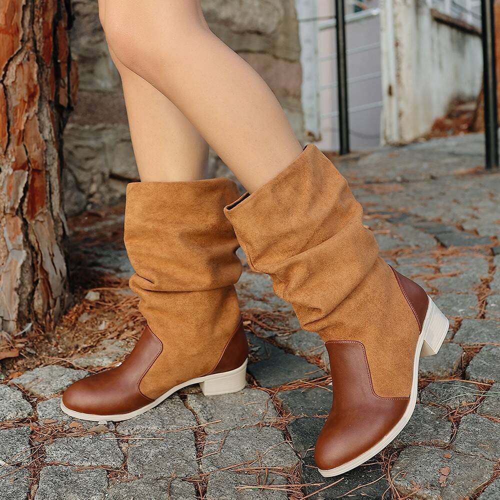 Jolin Taba Cilt Süet Detaylı Çizme - 4