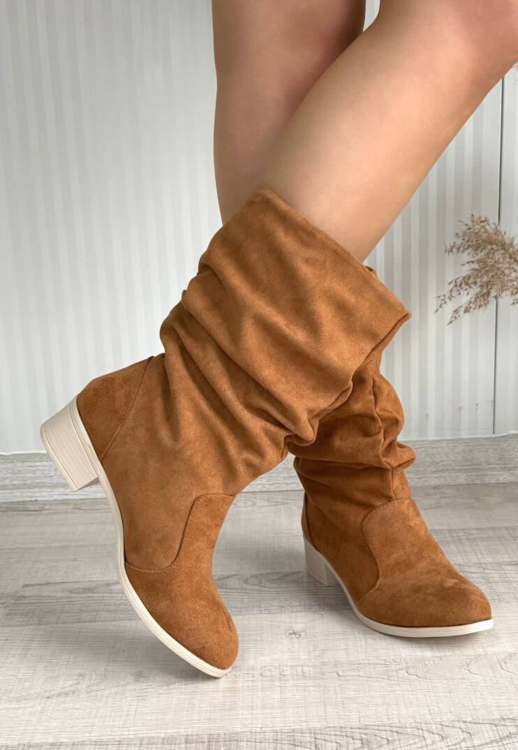 Jolin Taba Süet Topuklu Çizme - 2