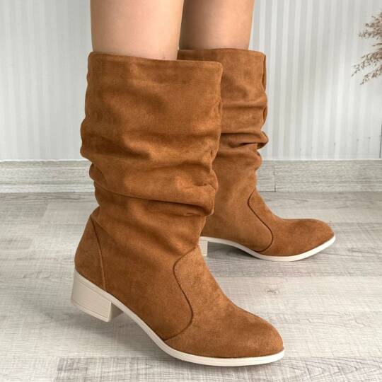 Jolin Taba Süet Topuklu Çizme - 4