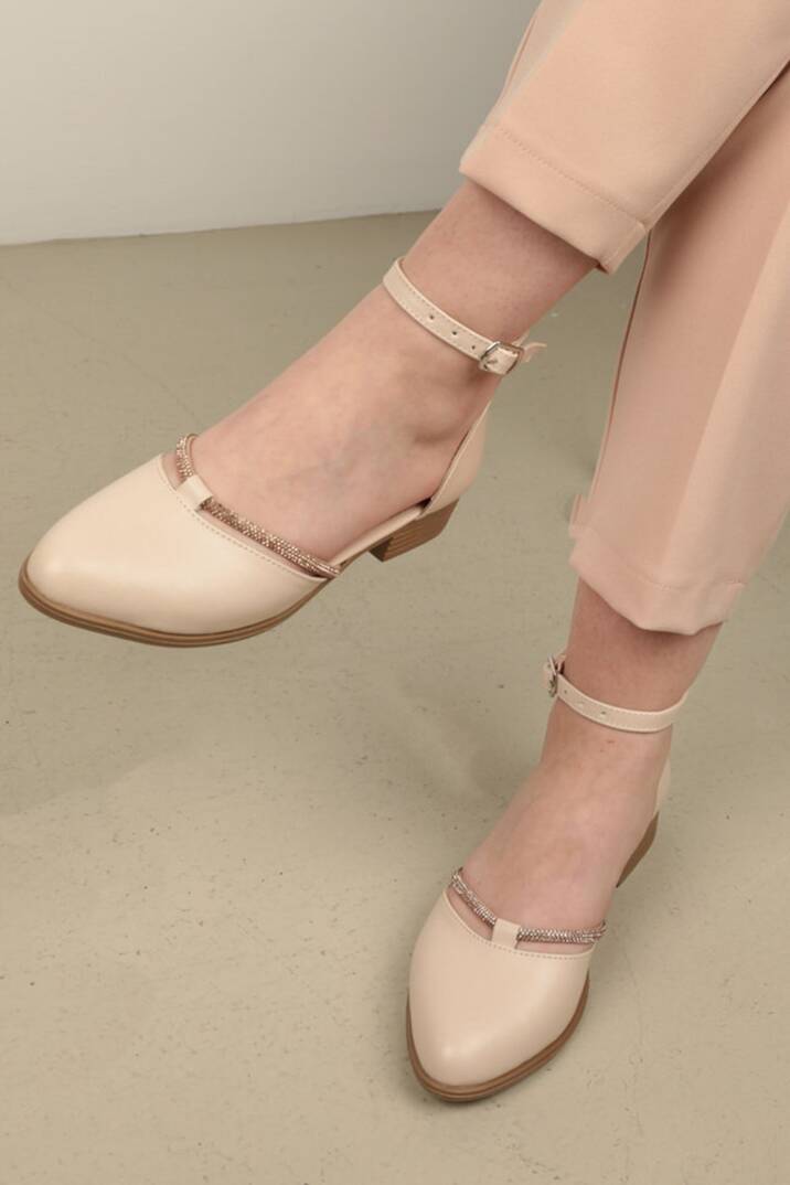 Kadın Kısa Topuklu Abiye Ayakkabı-Ten - 1