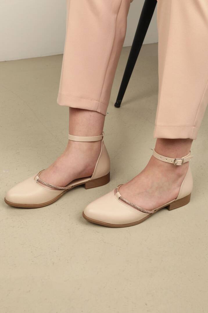 Kadın Kısa Topuklu Abiye Ayakkabı-Ten - 2