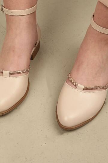 Kadın Kısa Topuklu Abiye Ayakkabı-Ten - 3